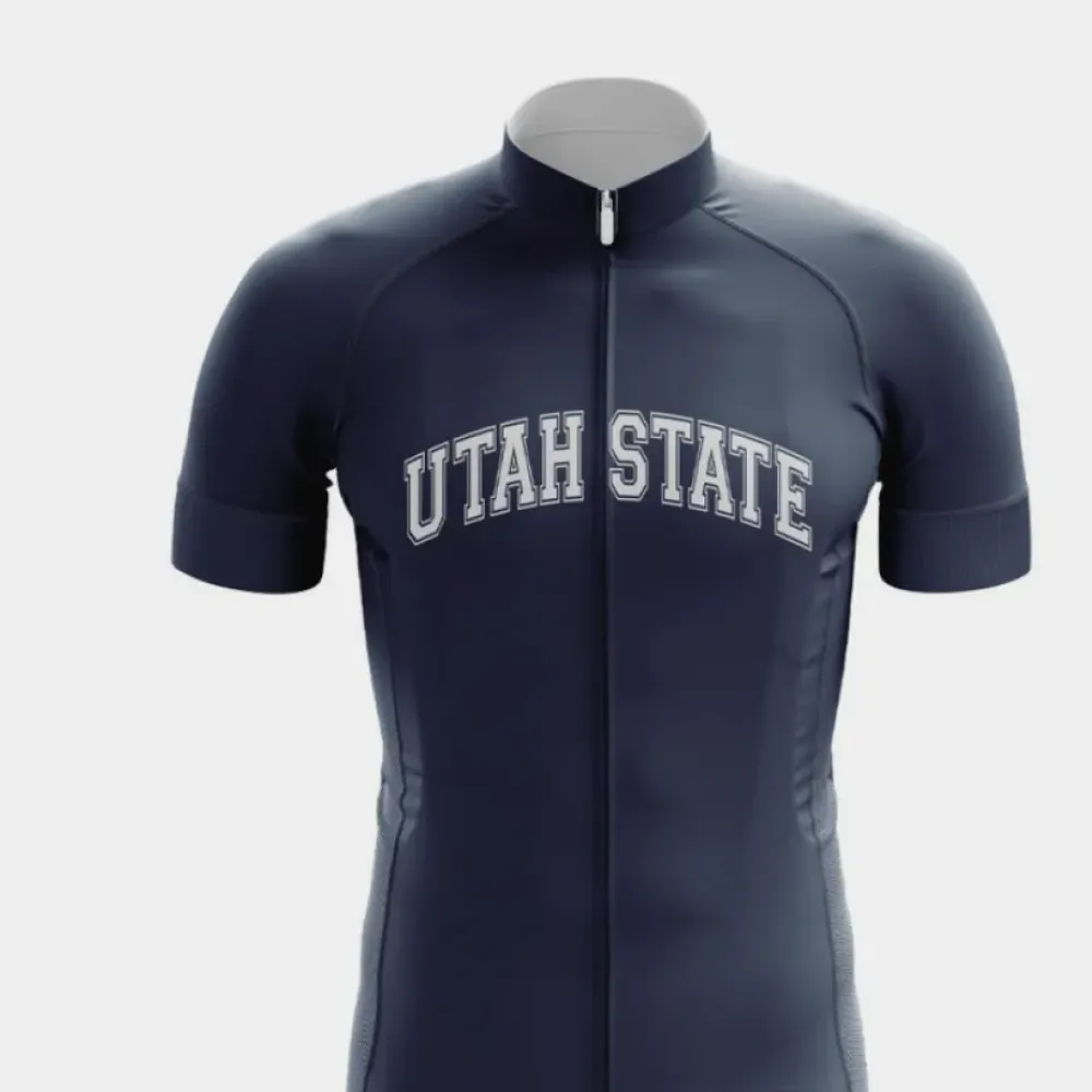Utah State Cycling Jersey Zipper Navy/White