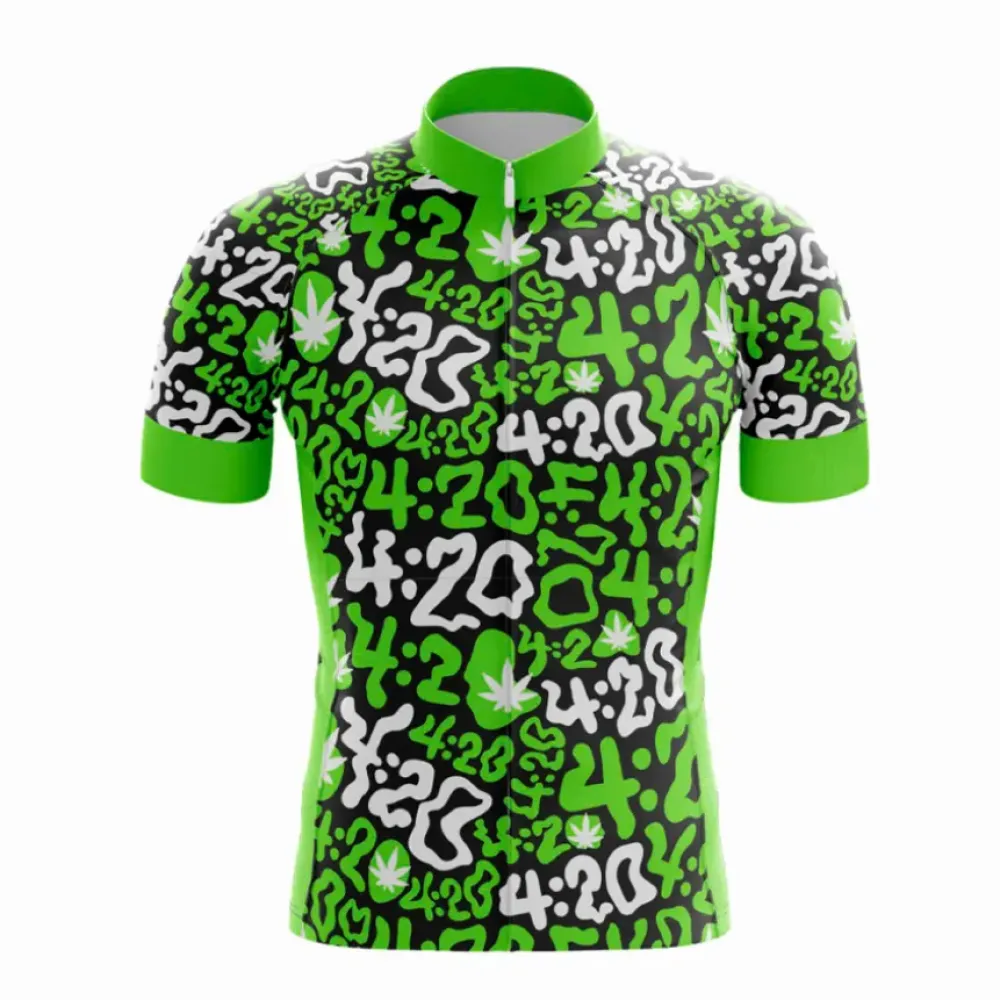 420 Cycling Jersey Black/Green/White