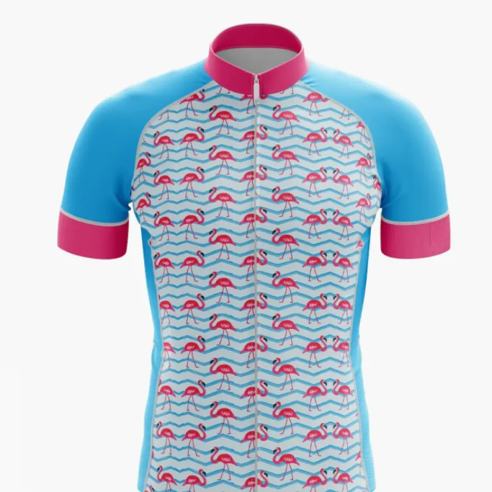Flamingo Beach Cycling Jersey Pink/Blue/White