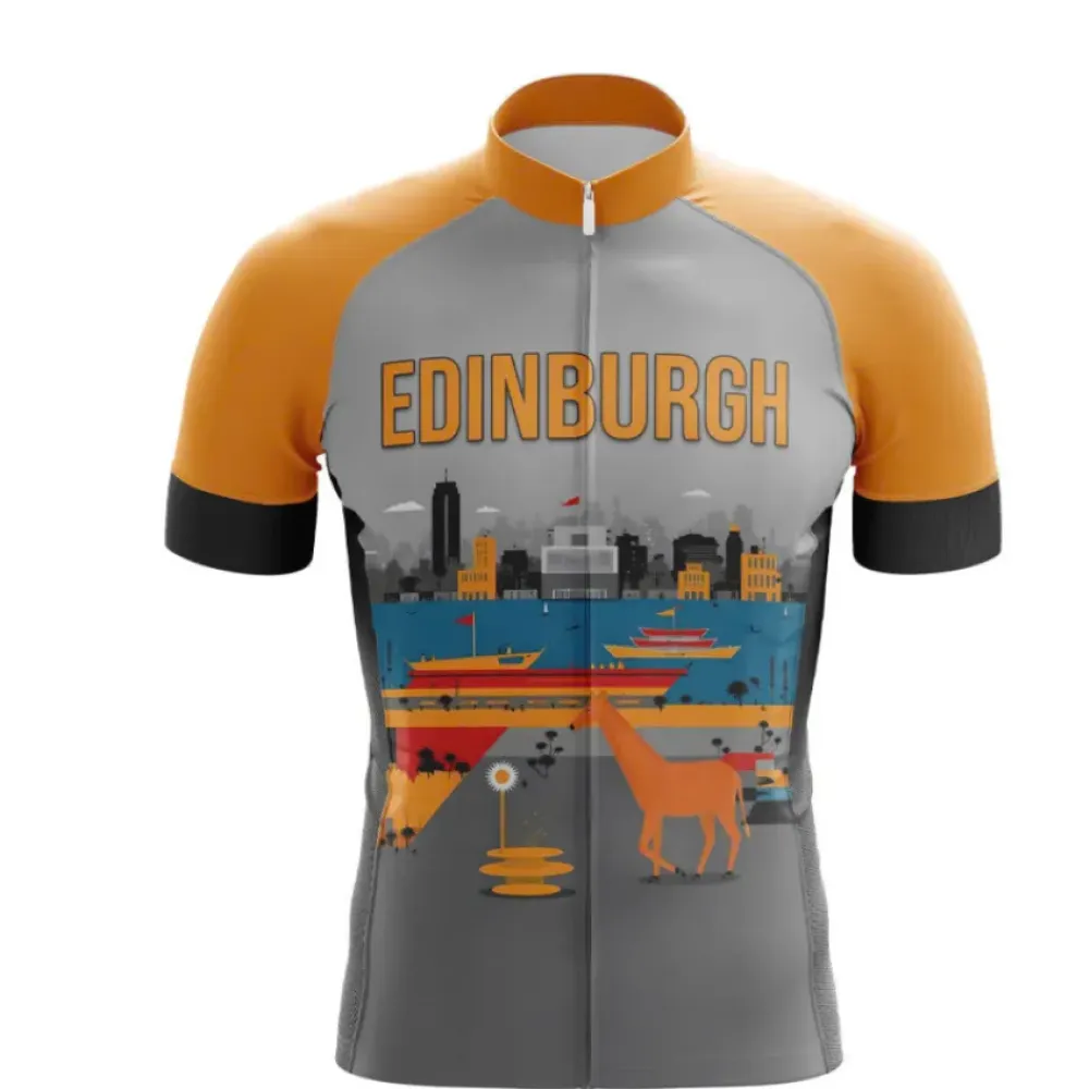 Edinburgh Cityscape Cycling Jersey Grey/Yellow/Black
