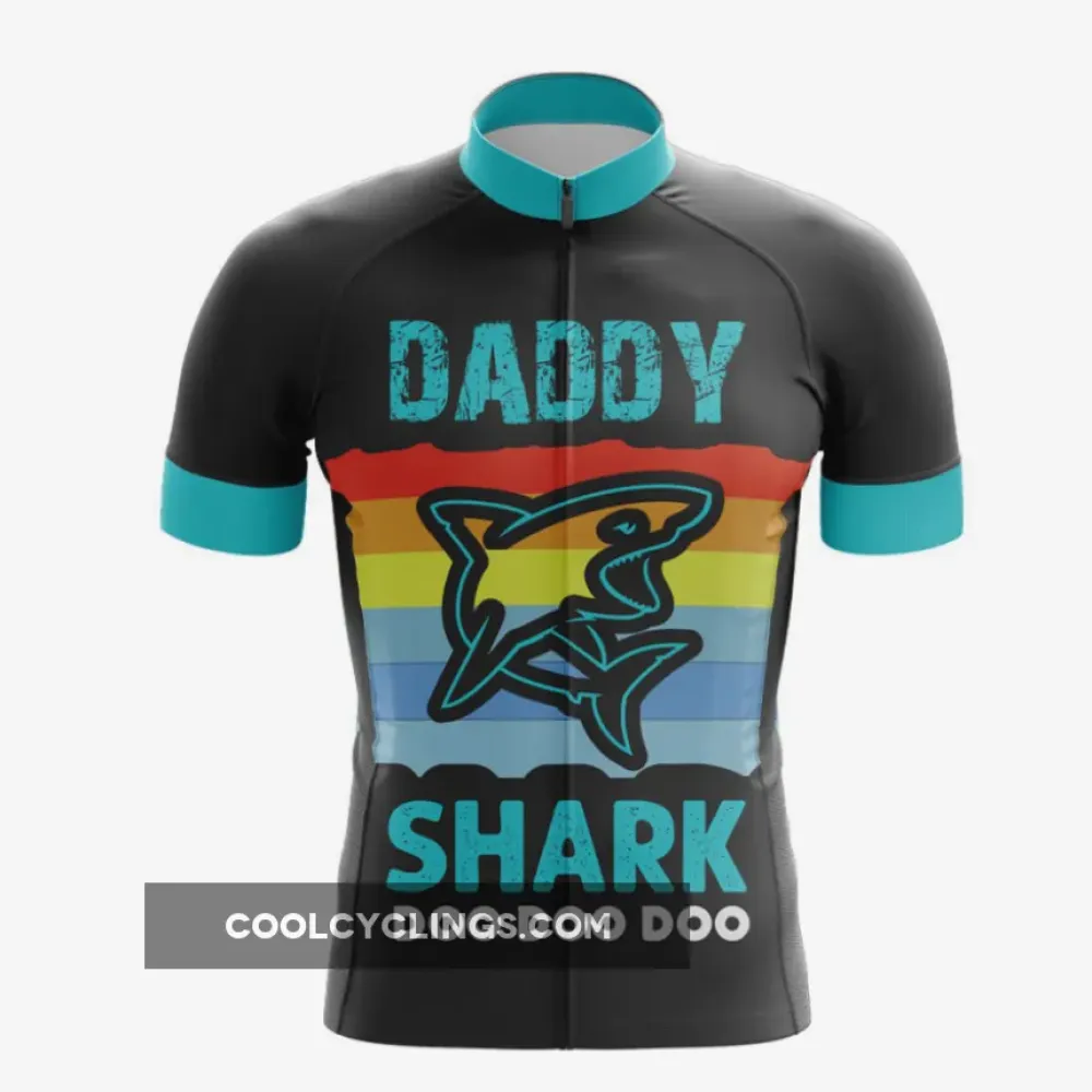 Daddy Shark Cycling Jersey Black/Teal/Rainbow