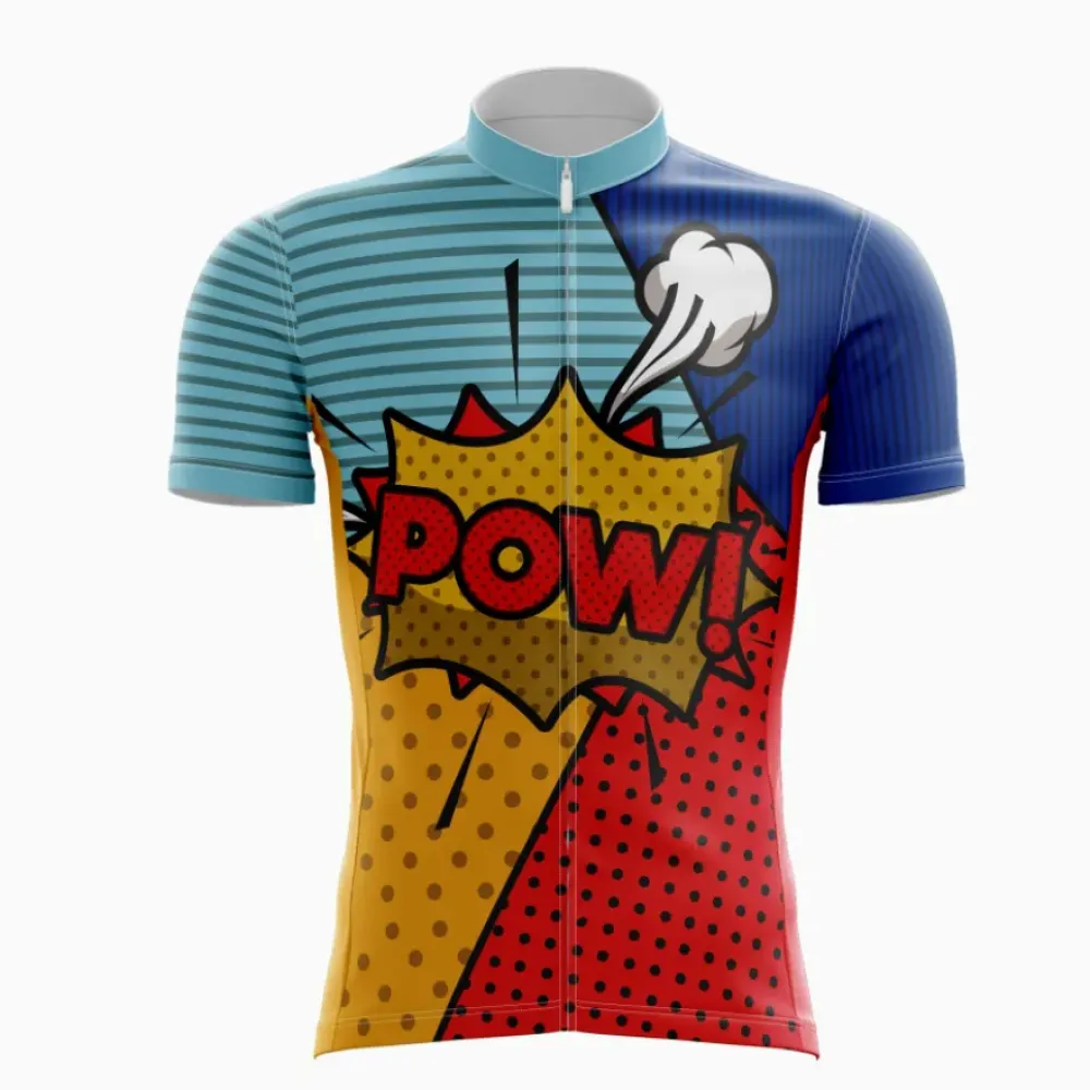 Dynamic Pop Art Cycling Jersey Blue/Yellow/Red