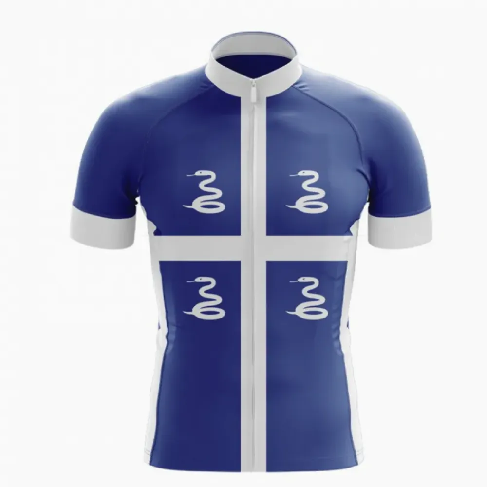 Martinique Cycling Jersey Snake Emblem Blue/White