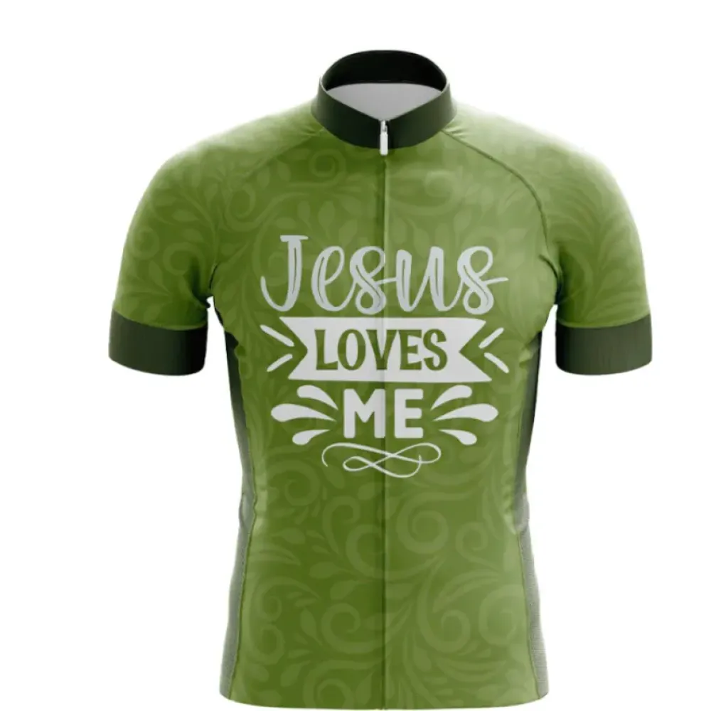 Jesus Loves Me Men's Cycling Jersey Olive/Black