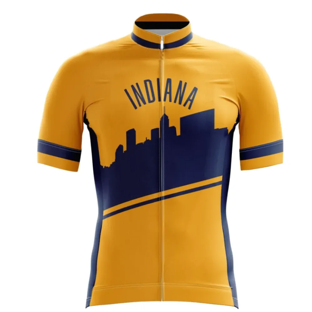 Indiana Skyline Cycling Jersey Gold/Navy/Short Sleeve