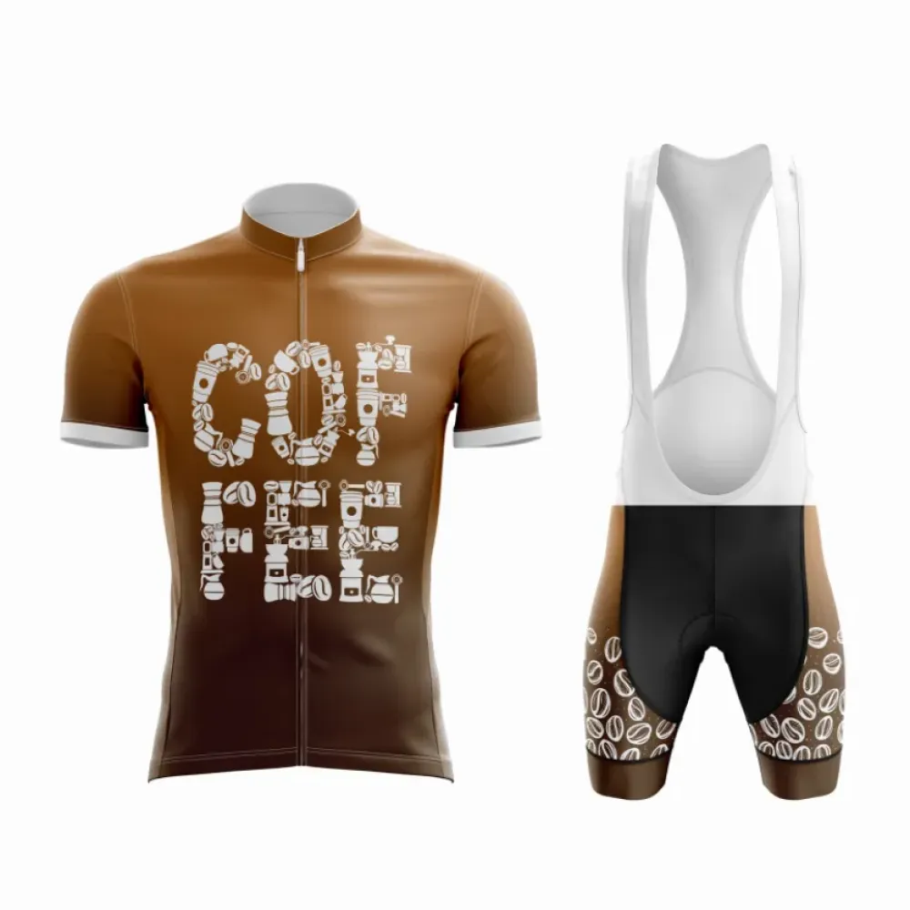 Bold Coffee Art Road Cycling Kit - Stylish and Functional Brown/White