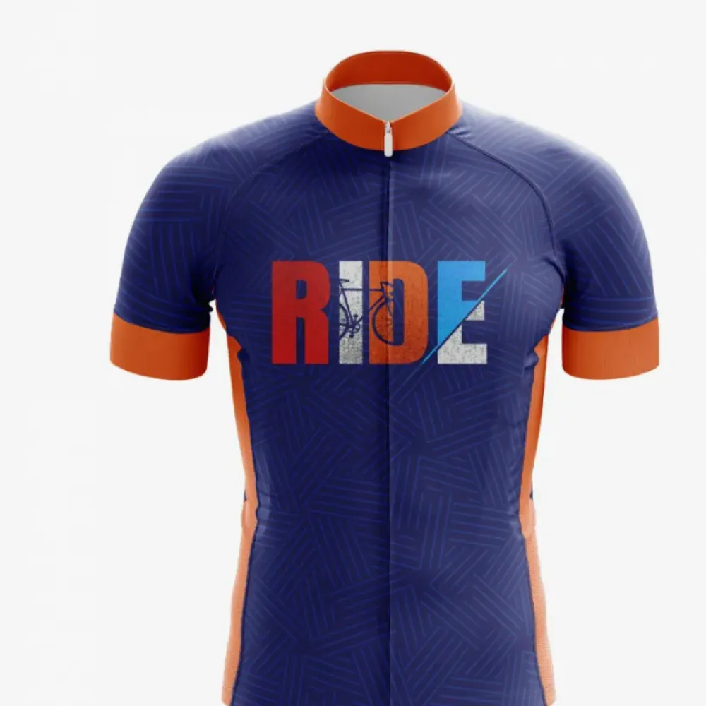 Pedal Pursuit Ride Cycling Jersey Navy/Orange