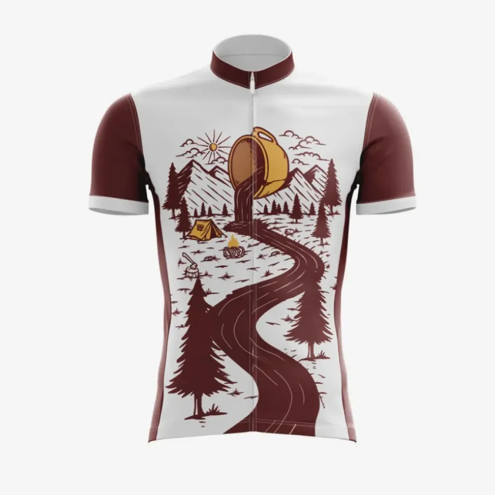 Coffee River Cycling Jersey  Adventure White/Burgundy/Gold