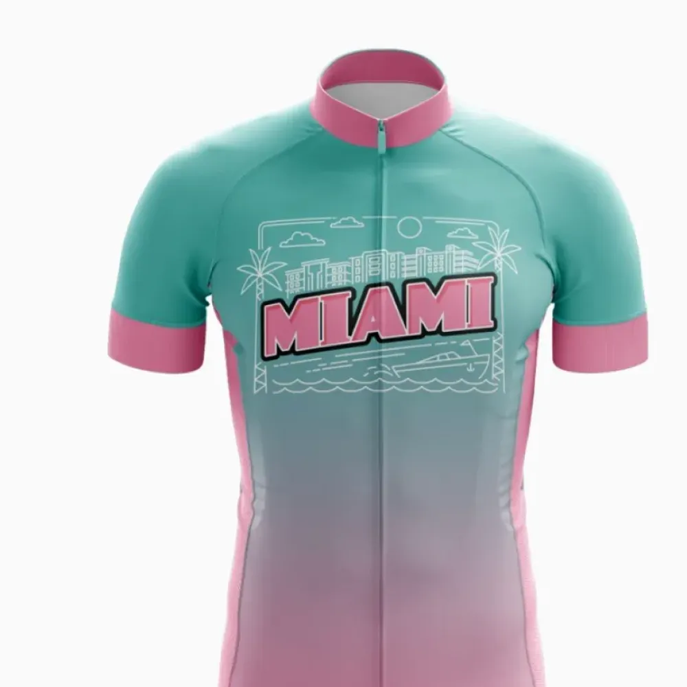 Miami Vice Cycling Jersey Teal/Pink/Gradient