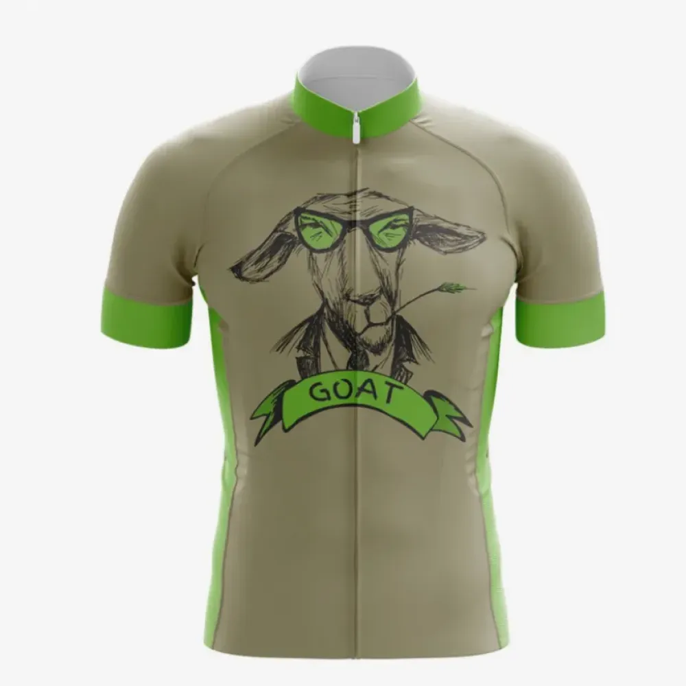 Sleek Goat Cycling Jersey Zipper Detail Olive/Green