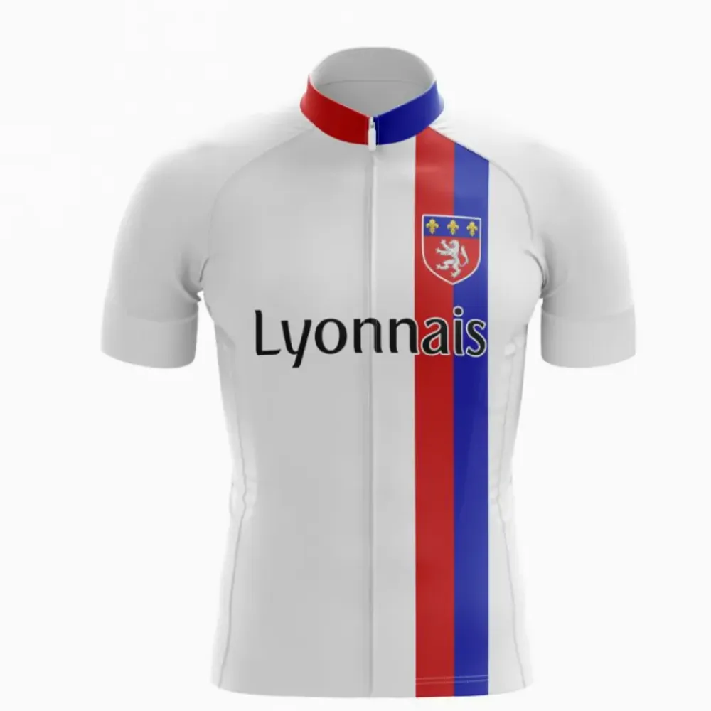 Lyonnais Pro Road Racing Jersey White/Red/Blue