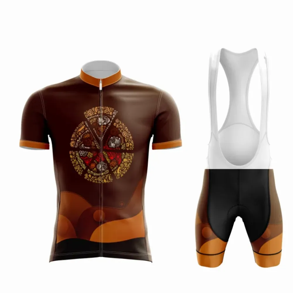 Chocolate Brown Pizza Design Cycling Kit