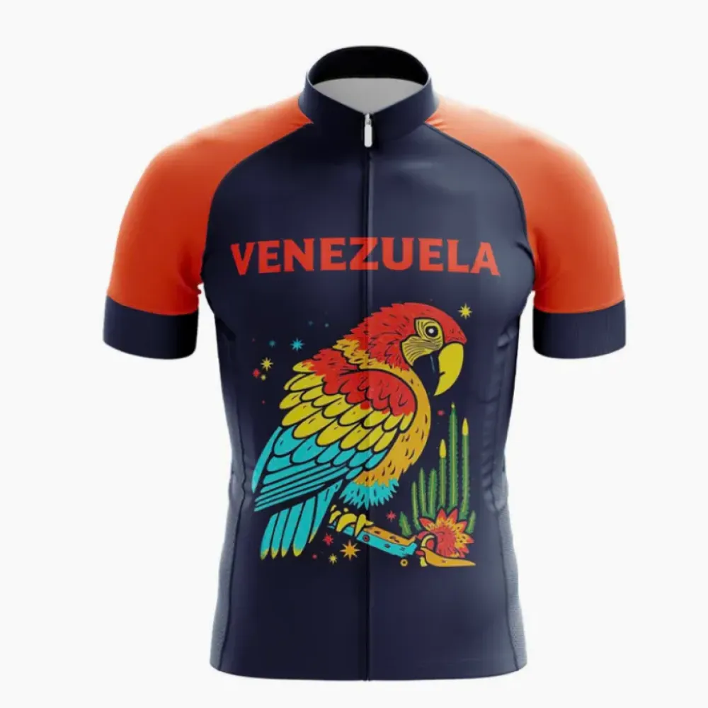 Venezuela Bright Parrot Cycling Jersey Navy/Orange/Gold
