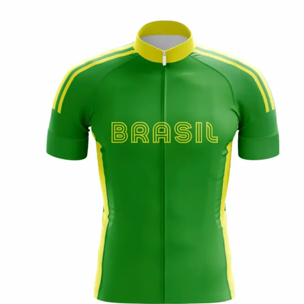 Brasil Retro Cycling Jersey Green/Yellow