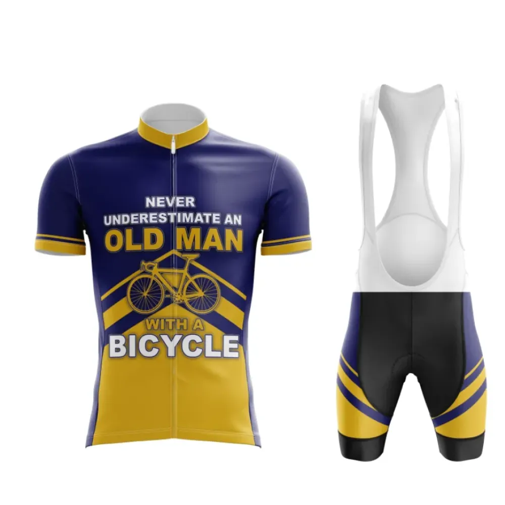 Old Man Cycling Set Navy/Yellow/White