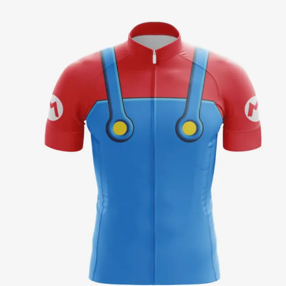 Mario Swag Cycling Jersey - Mint Blue/Red