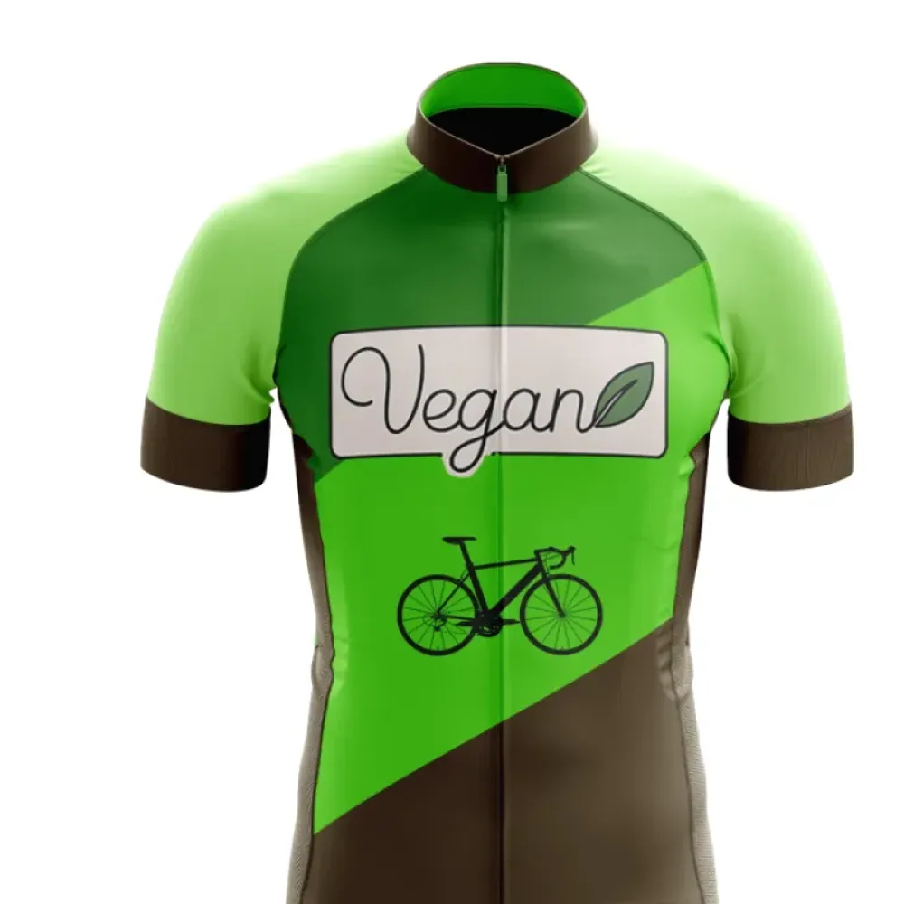 Vegan Road Cyclist Jersey Eco-Friendly Breathable Green/Brown