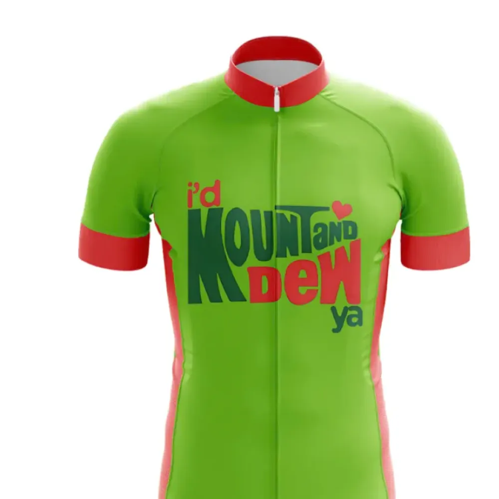 Mount and Dew Cycling Jersey Green/Red/Pink