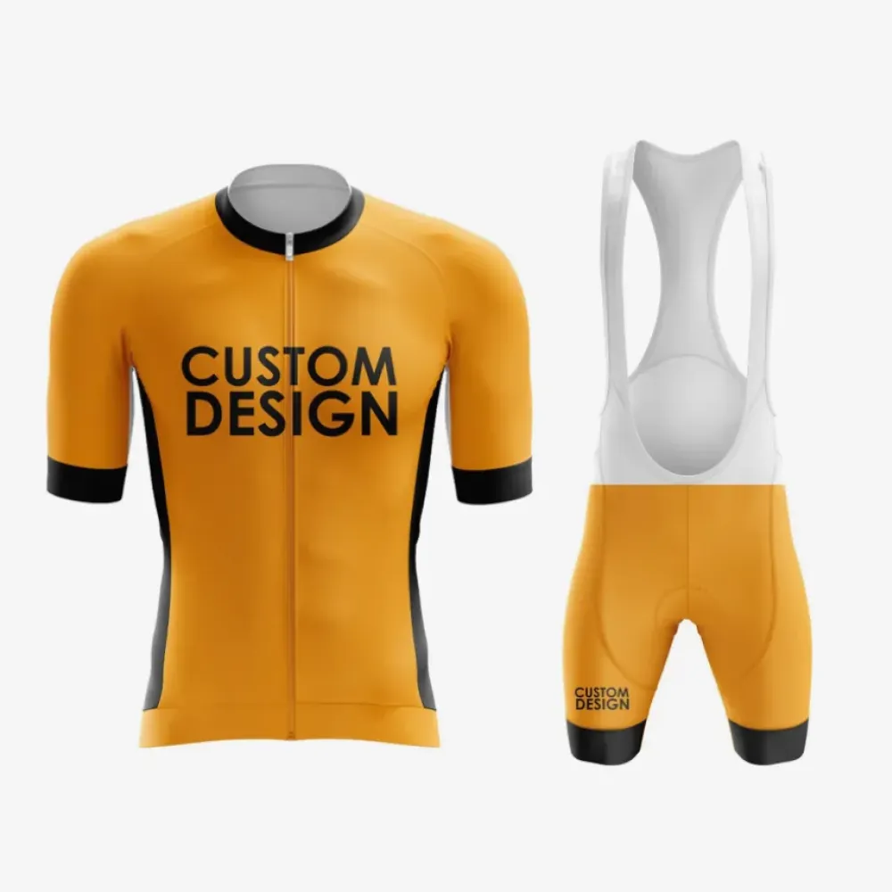 Custom Aero Cycling Jersey & Bib Shorts Kit Yellow/White/Black