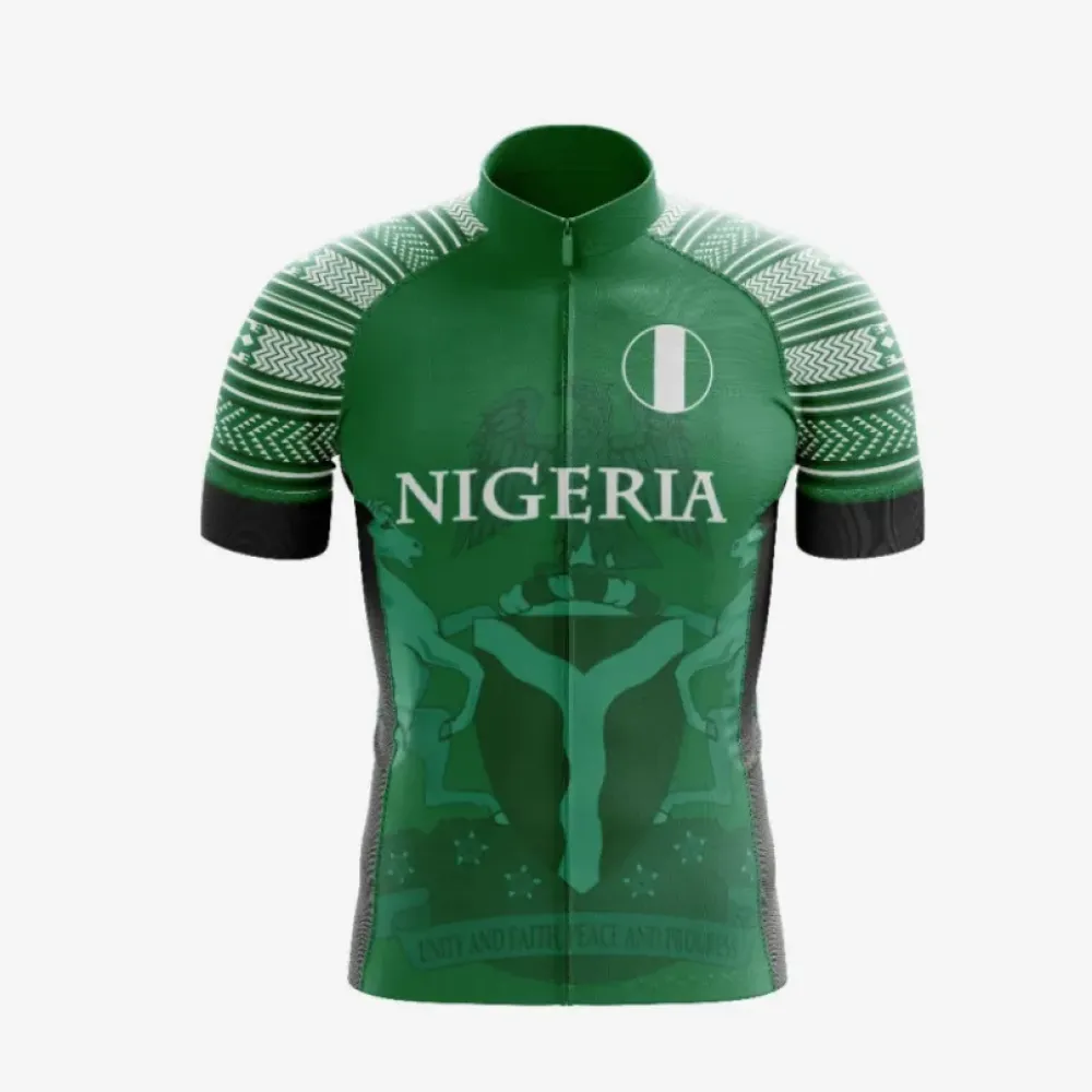 Nigeria Cycling Jersey Emblem & Motto Green/White/Black