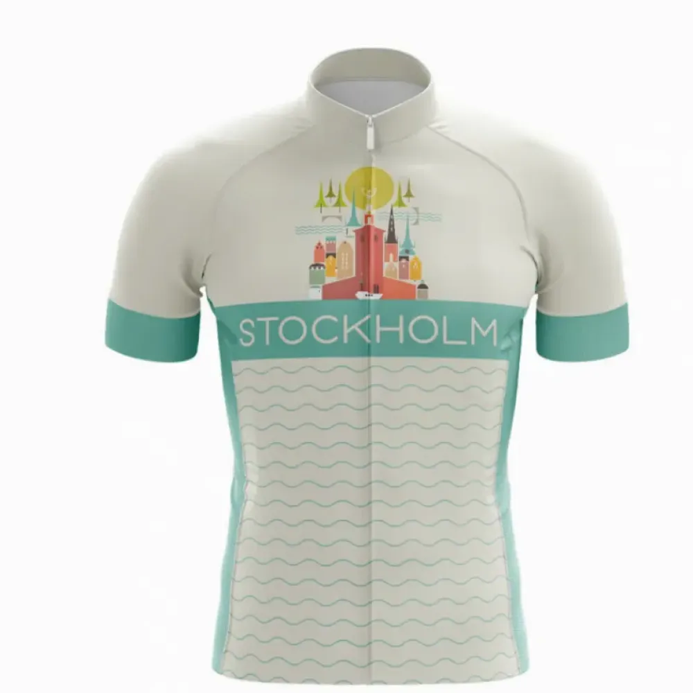 Stockholm Cycling Jersey Teal/White/Cream