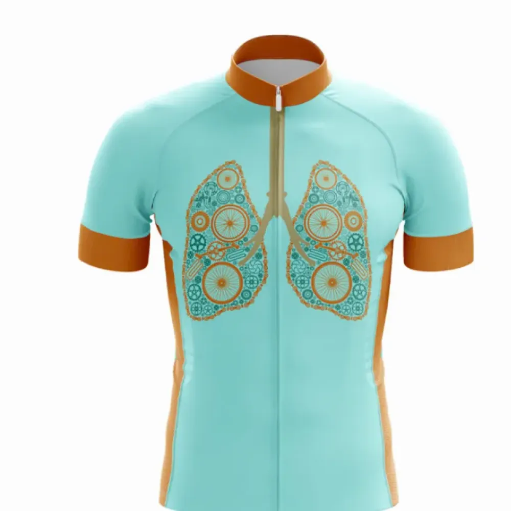 Cycling Jersey Teal/Peach Intricate Pattern