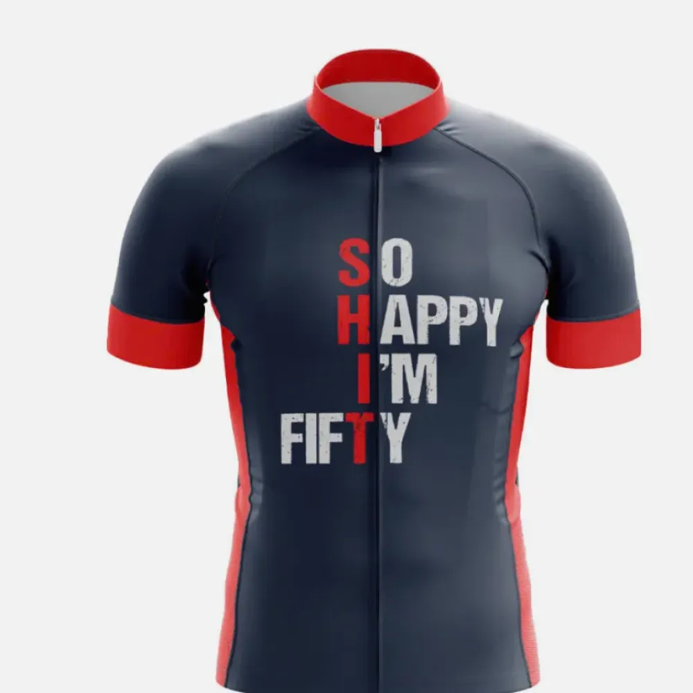 So Happy I'm Fifty Plus Red/Navy Cycling Jersey