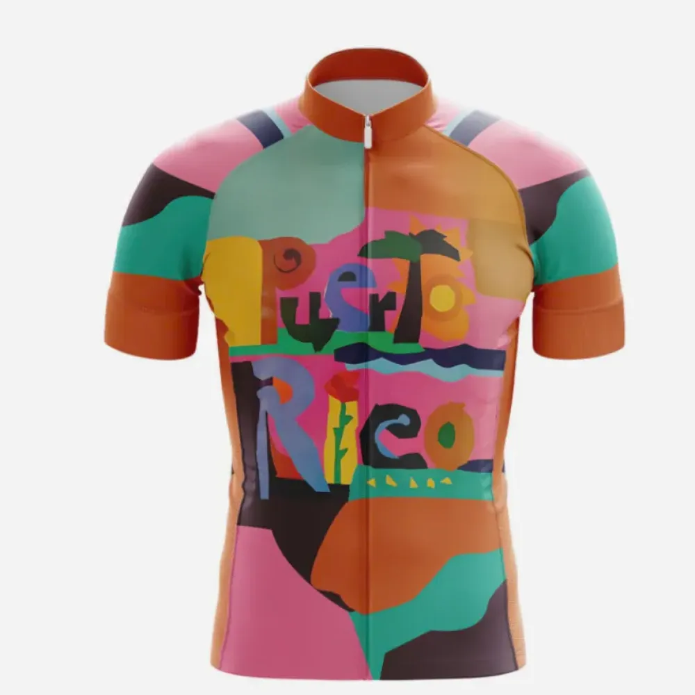 Puerto Rico Cycling Jersey Vibrant Pink/Green/Brown