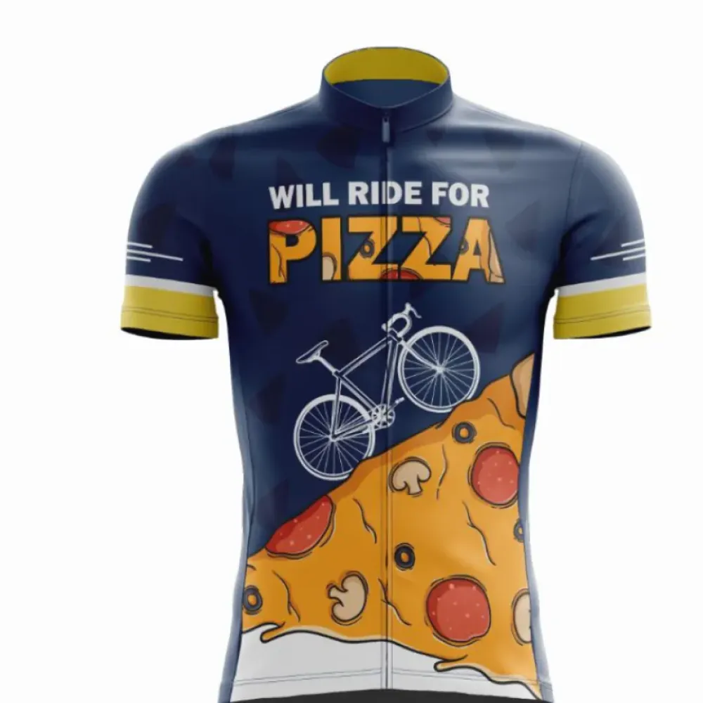 Fun Pizza Rule Cycling Jersey Navy/Yellow/White