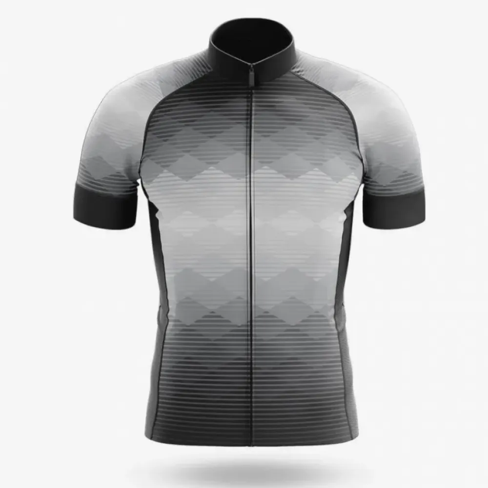 Cycling Jersey Diamond Pattern Black/White/Grey