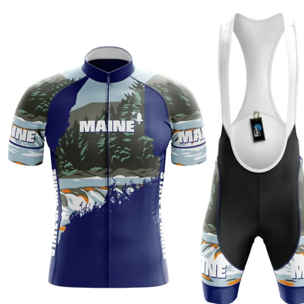 Maine State Cycling Kit Full Set Forest Navy/White/Grey