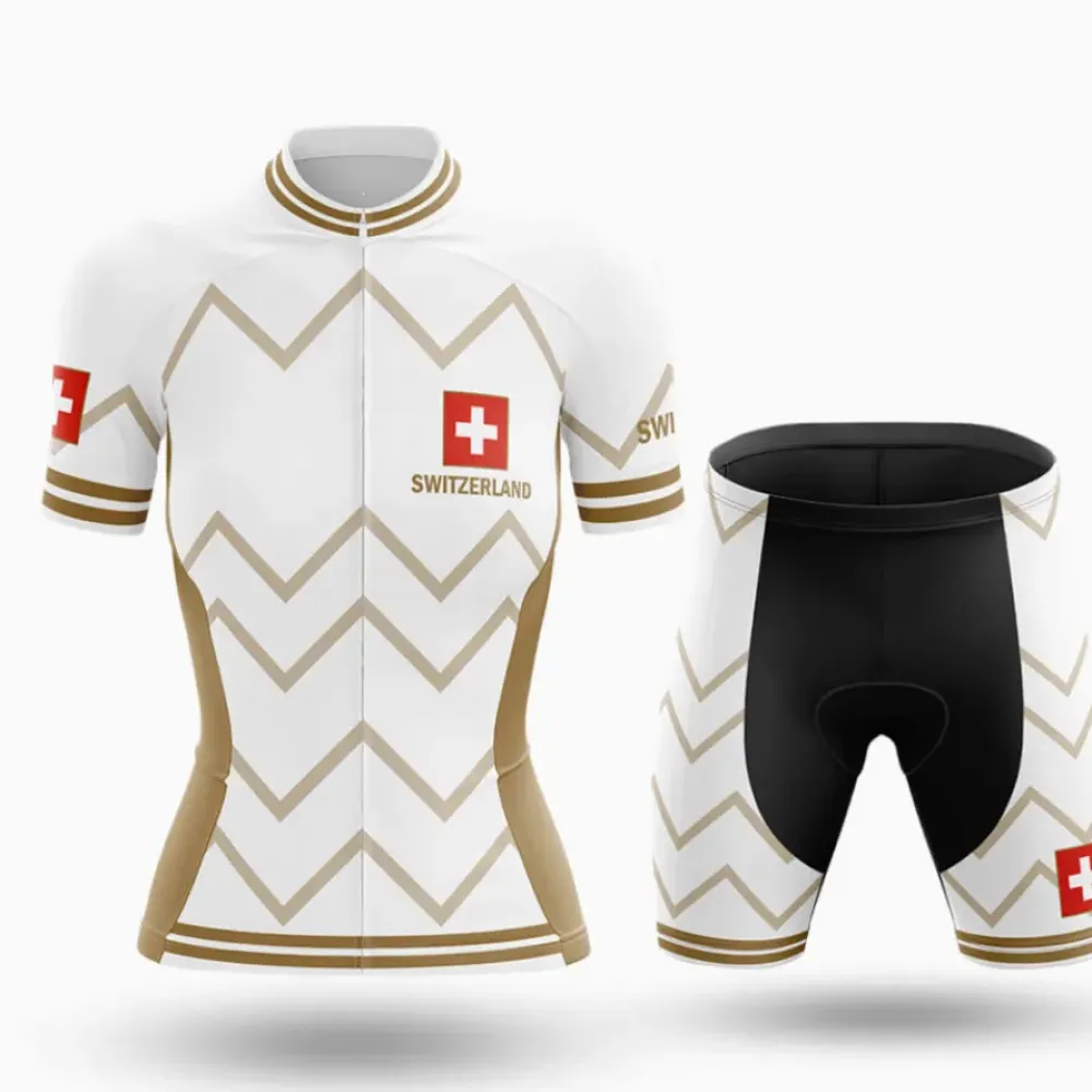 Switzerland Women V17 Cycling Kit White/Gold/Red