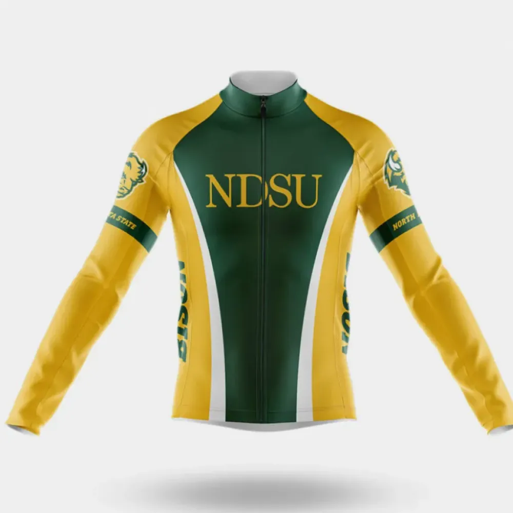 North Dakota State University Long Sleeve Cycling Jersey Green/Yellow/White