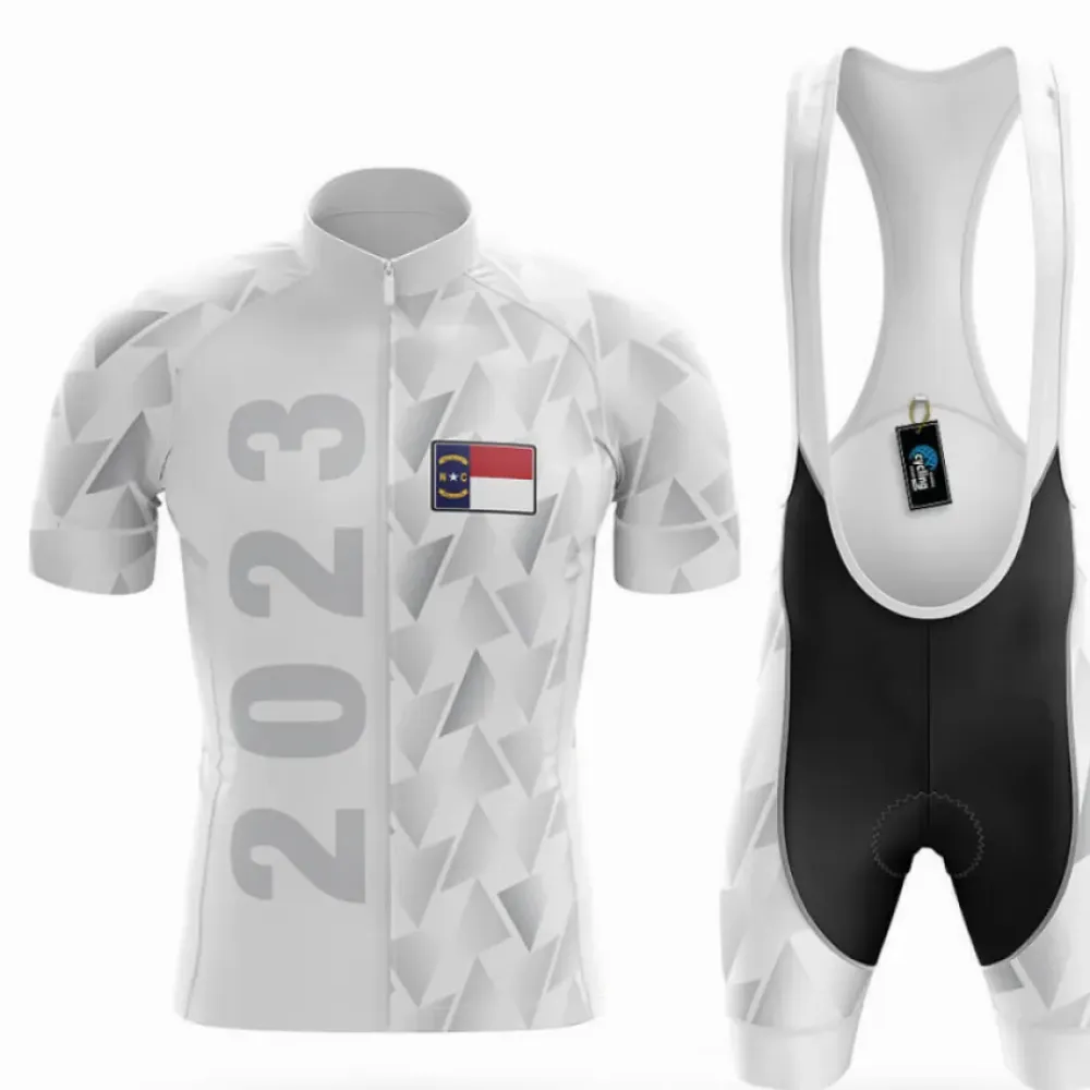 North Carolina 2023 V1 Cycling Kit Full Set White/Black/Silver