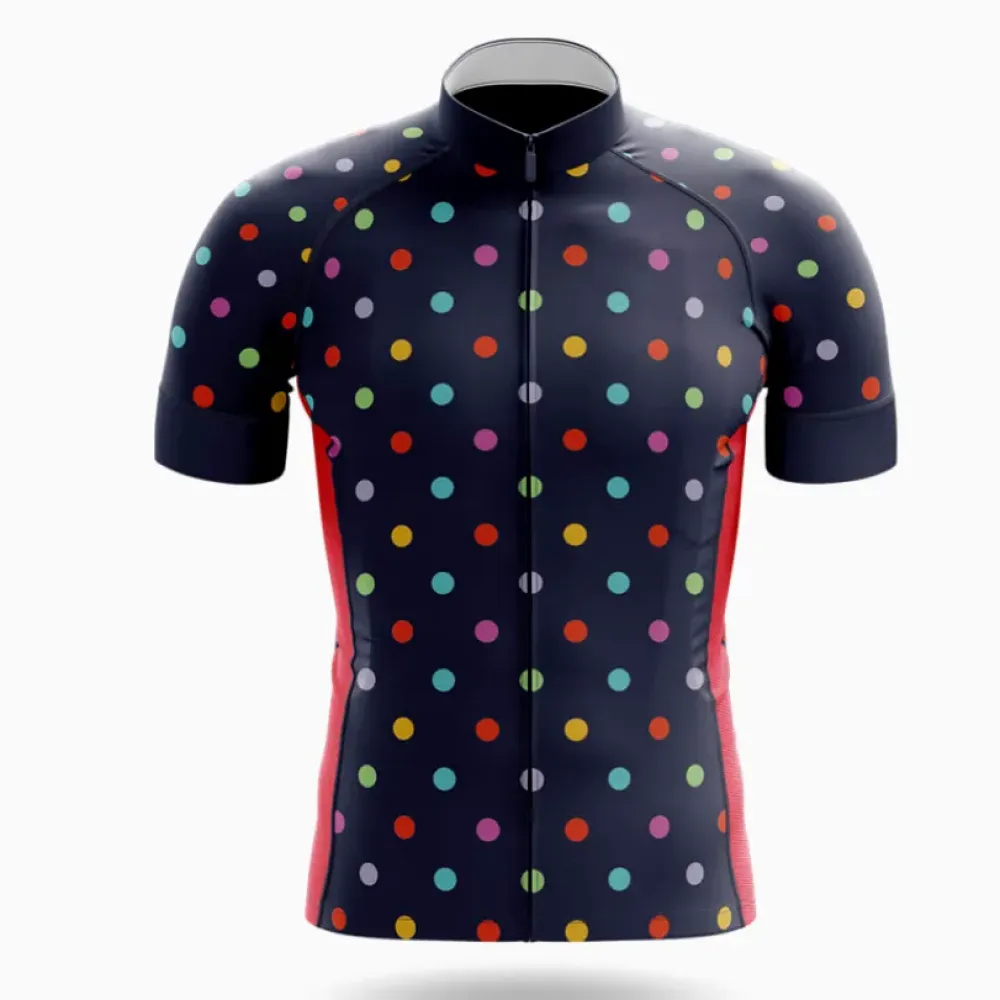 Polka Dot Cycling Jersey Colorful Dots Navy/Red/Green