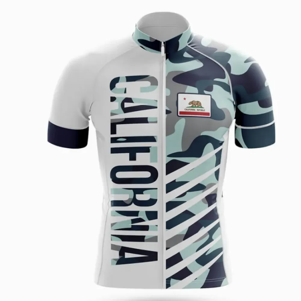California S31 Cycling Jersey Camouflage White/Teal/Navy