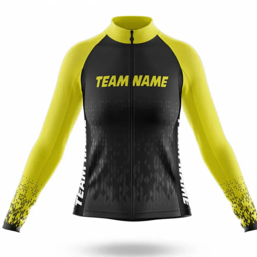 Custom Team Name M16 Long Sleeve Cycling Jersey Yellow/Black/White