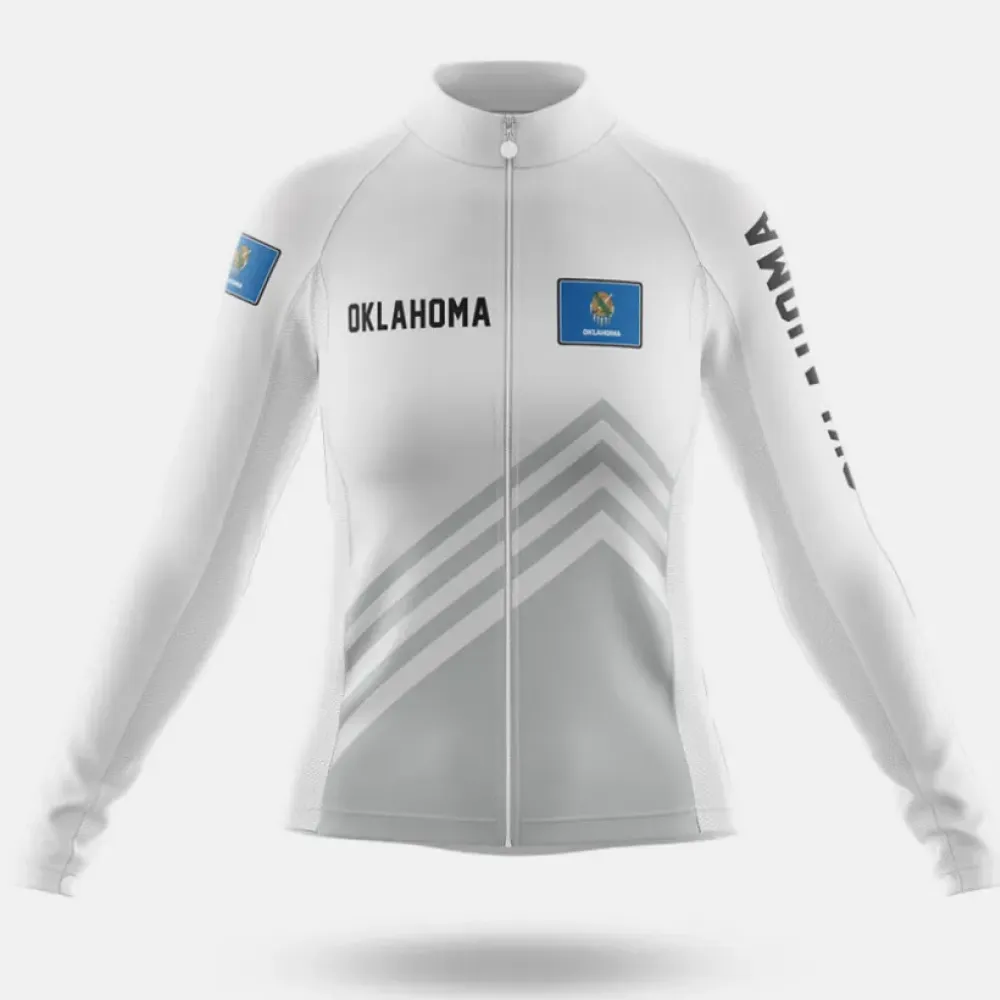 Women's Oklahoma S4 White Long Sleeve Cycling Jersey
