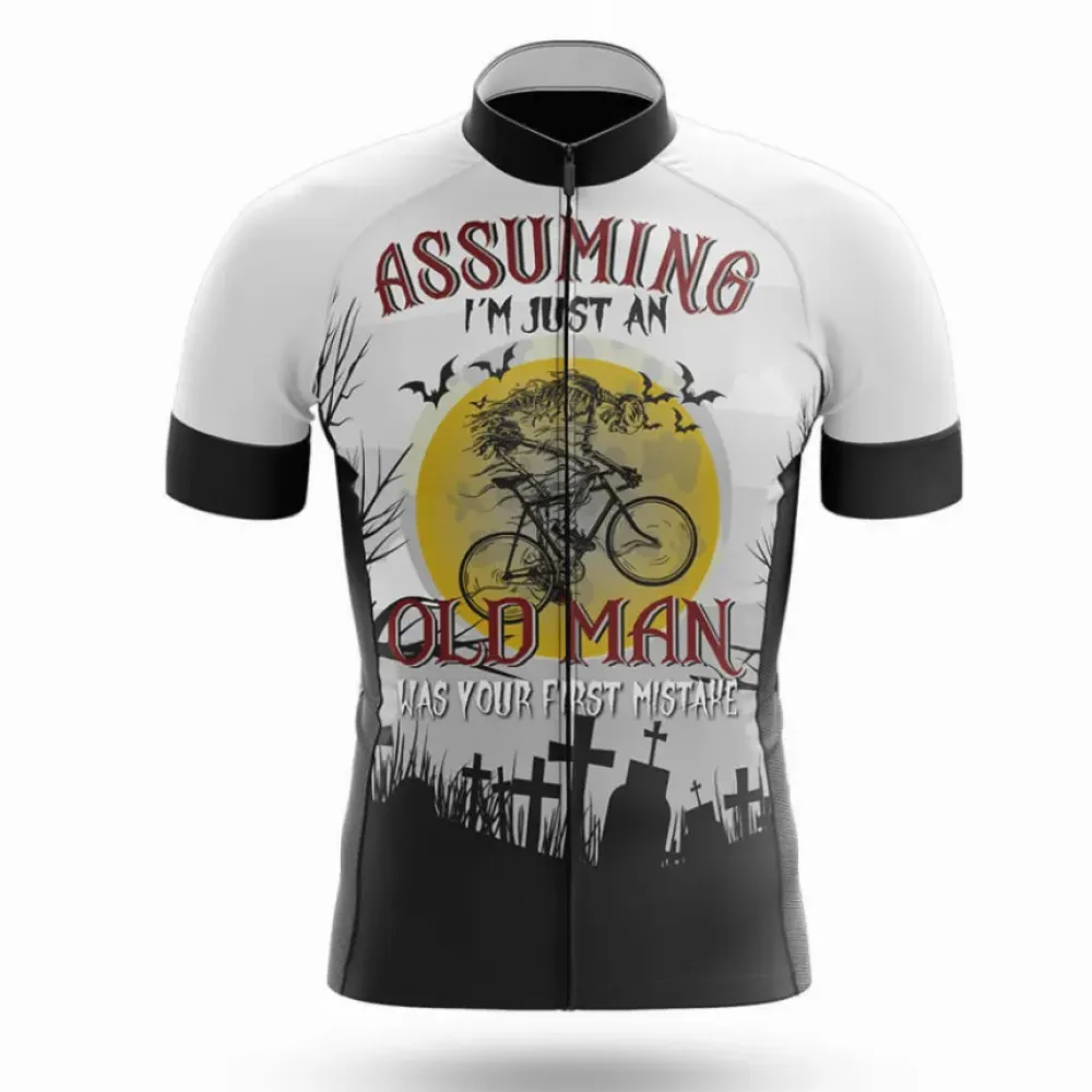 Assuming Old Man Cycling Jersey White/Black/Grey