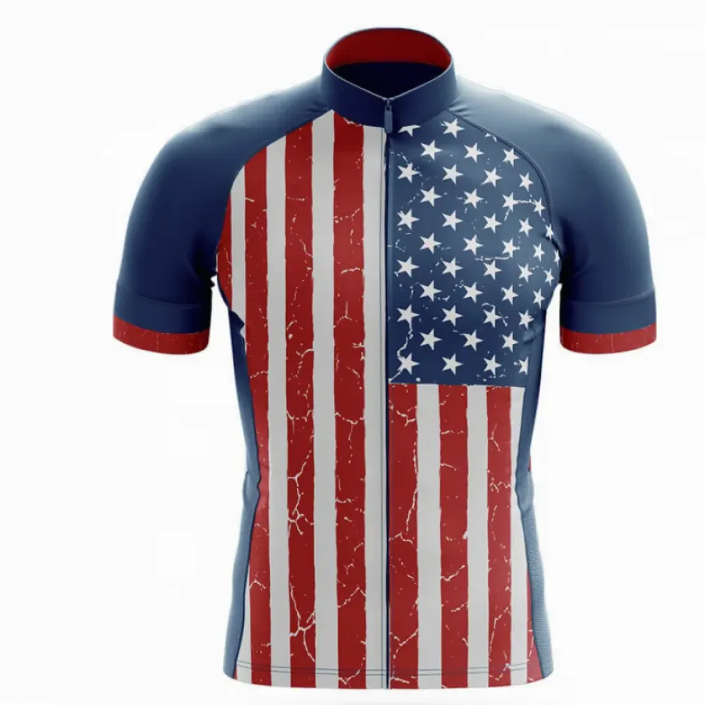 US Stars & Stripes Cycling Jersey American Pride Navy/Red/White