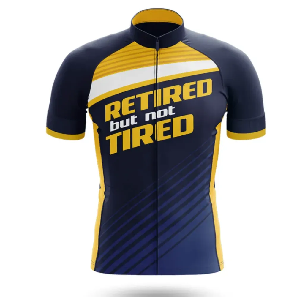 Retired But Not Tired Cycling Jersey Navy/Yellow/White