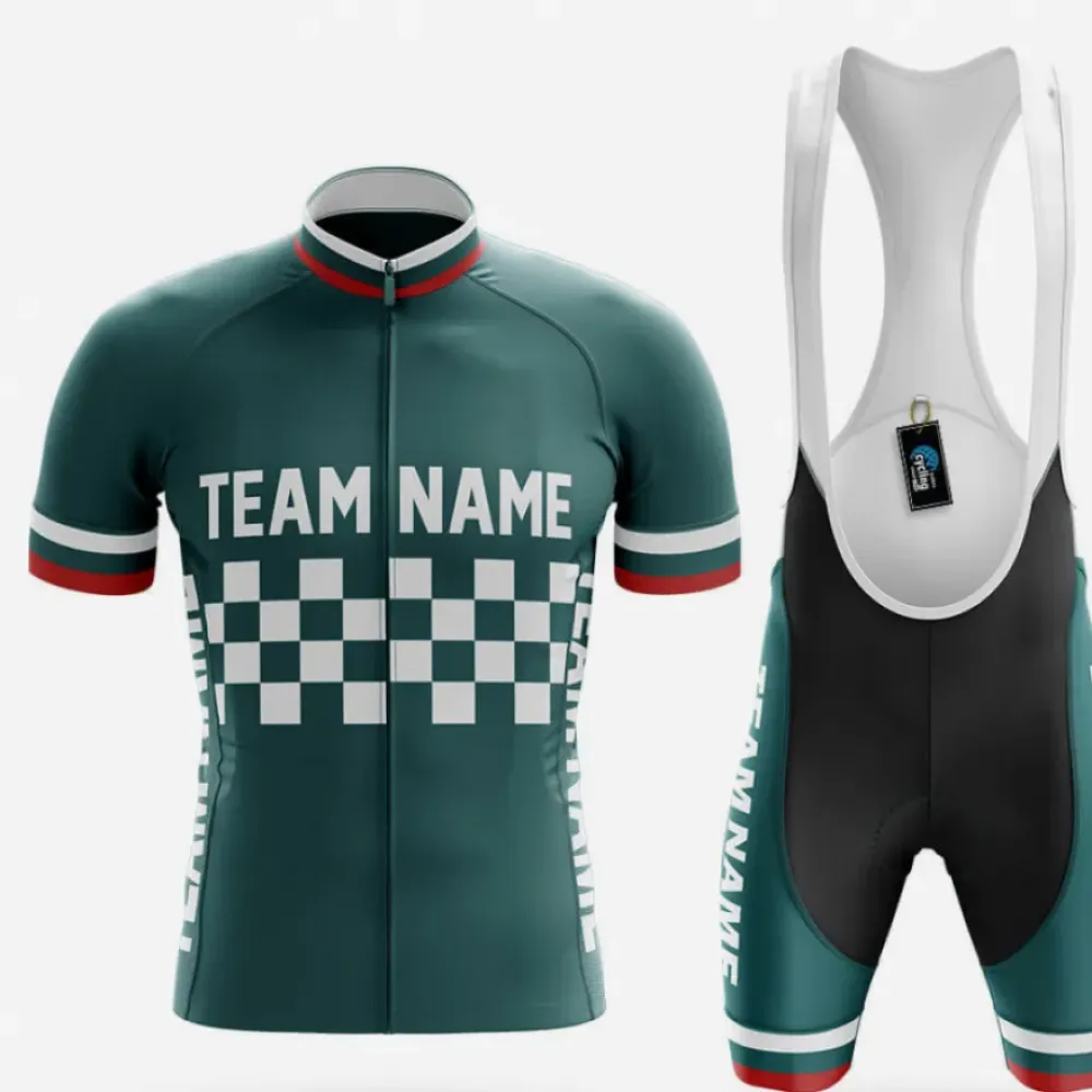 Cycling Kit Custom Team Name Green/Black/White