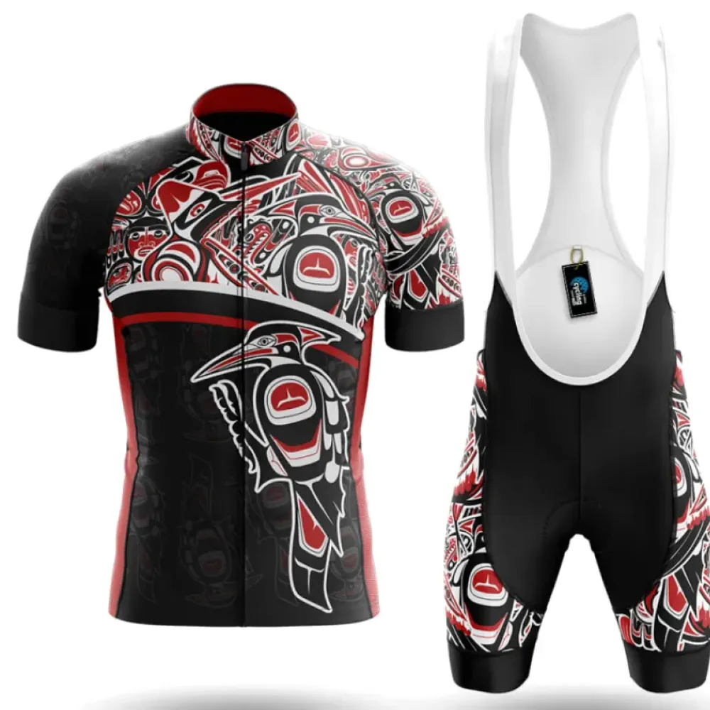 Native American Woodpecker Cycling Kit Full Set Black/Red/White