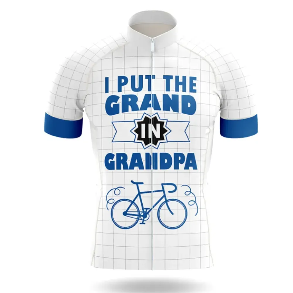 Grand Cycling Jersey I Put The Grand In Grandpa White/Blue/Grey