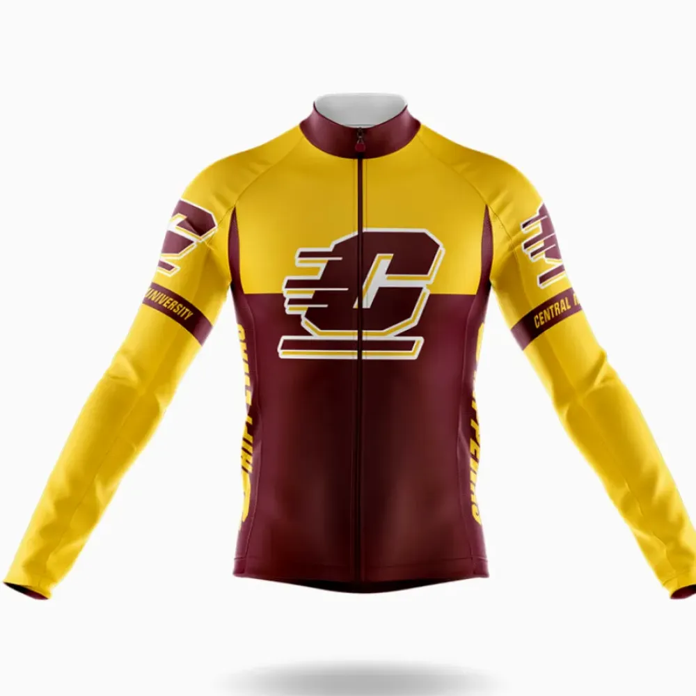 Central Michigan University Long Sleeve Cycling Jersey Maroon/Yellow/Gold