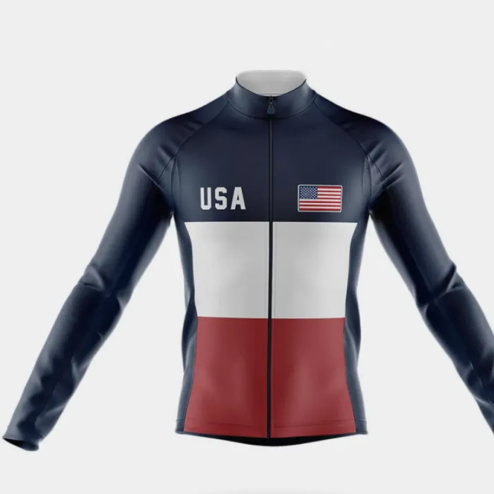 USA S29 Long Sleeve Cycling Jersey Navy/Red/White