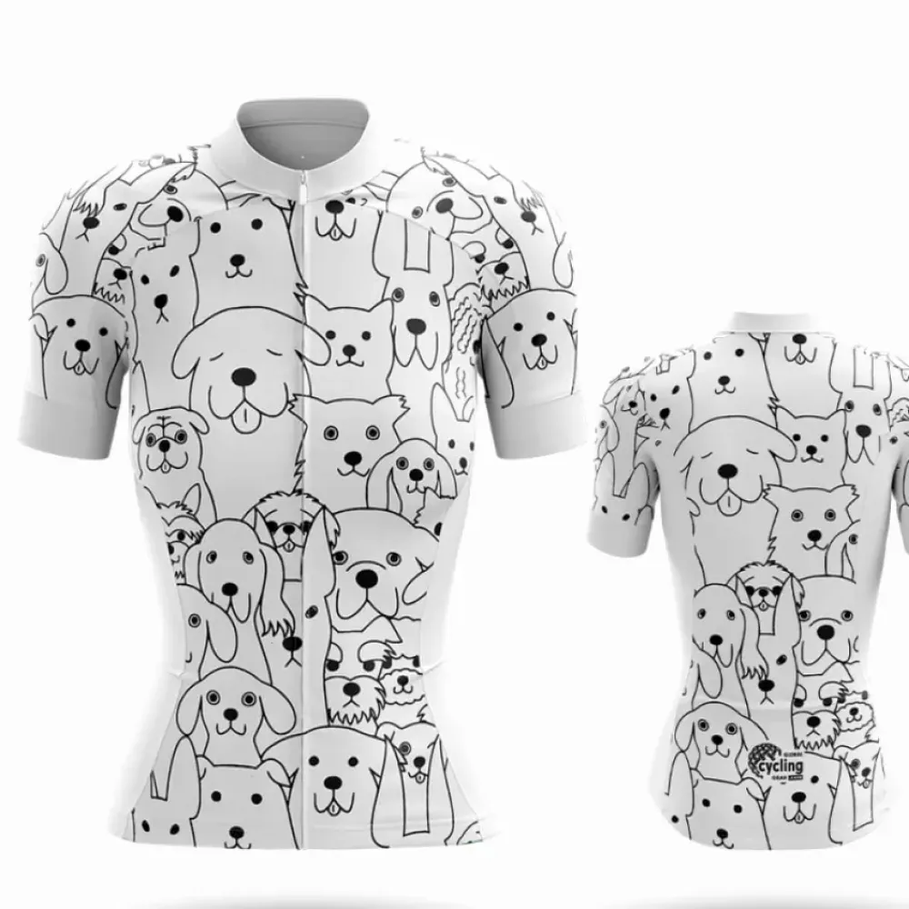 Cycling Gear Dog Lover Short Sleeve Jersey White/Pink/Black