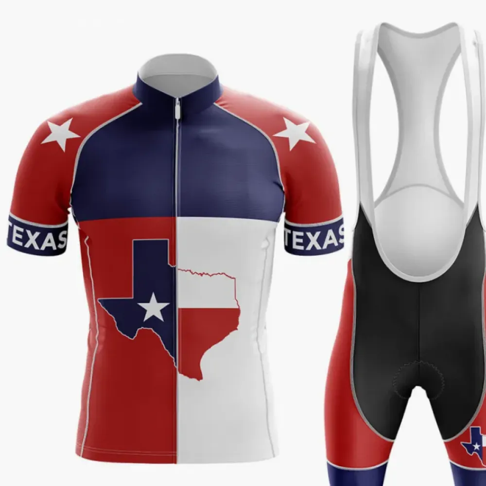 Texas Men's Cycling Kit / Jersey   Bibs State Flag Red/Blue/White