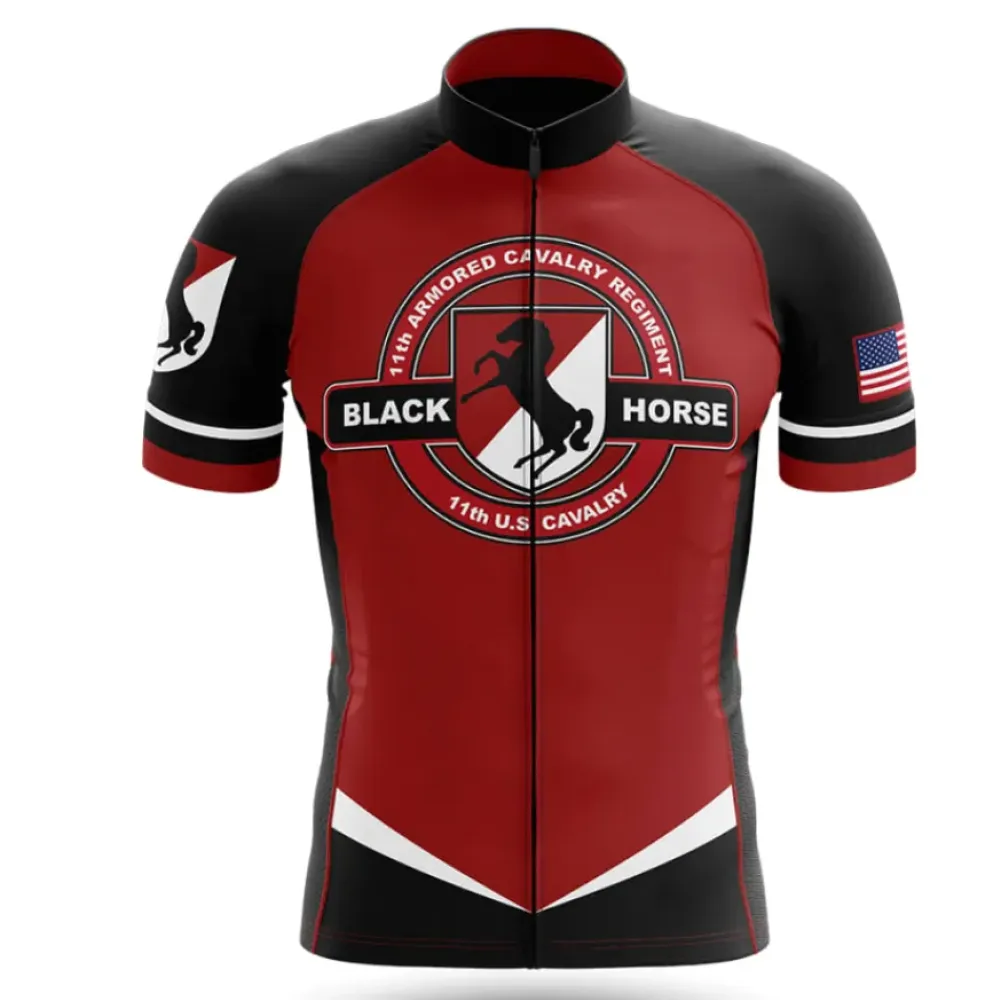 Black Horse 11th Armored Cavalry Regiment Cycling Jersey Red/Black/White