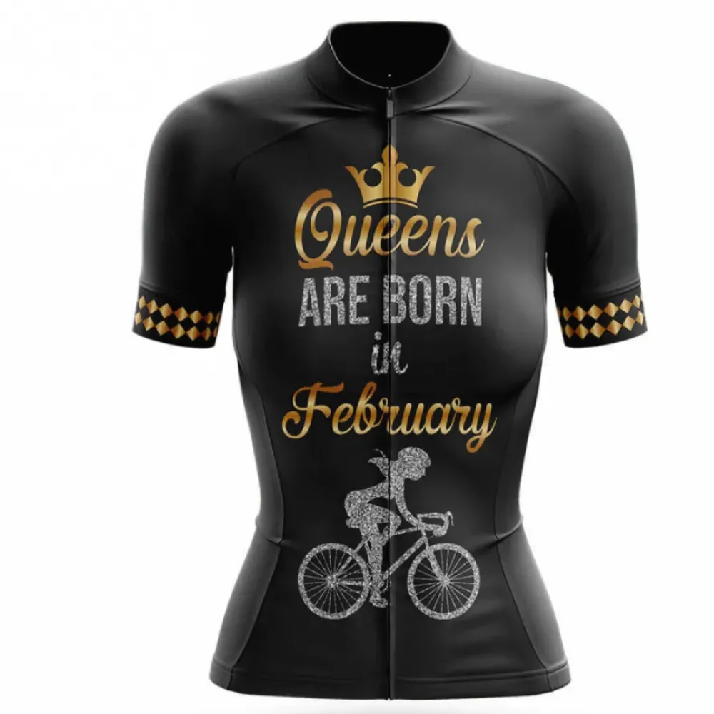 February Queens Cycling Jersey Black/Gold/Silver